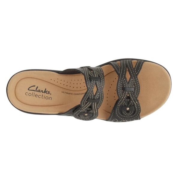 Clarks Womens Laurieann Dusk Sandals US 6 M EU 36 Black Slip On GUC - Picture 2 of 13